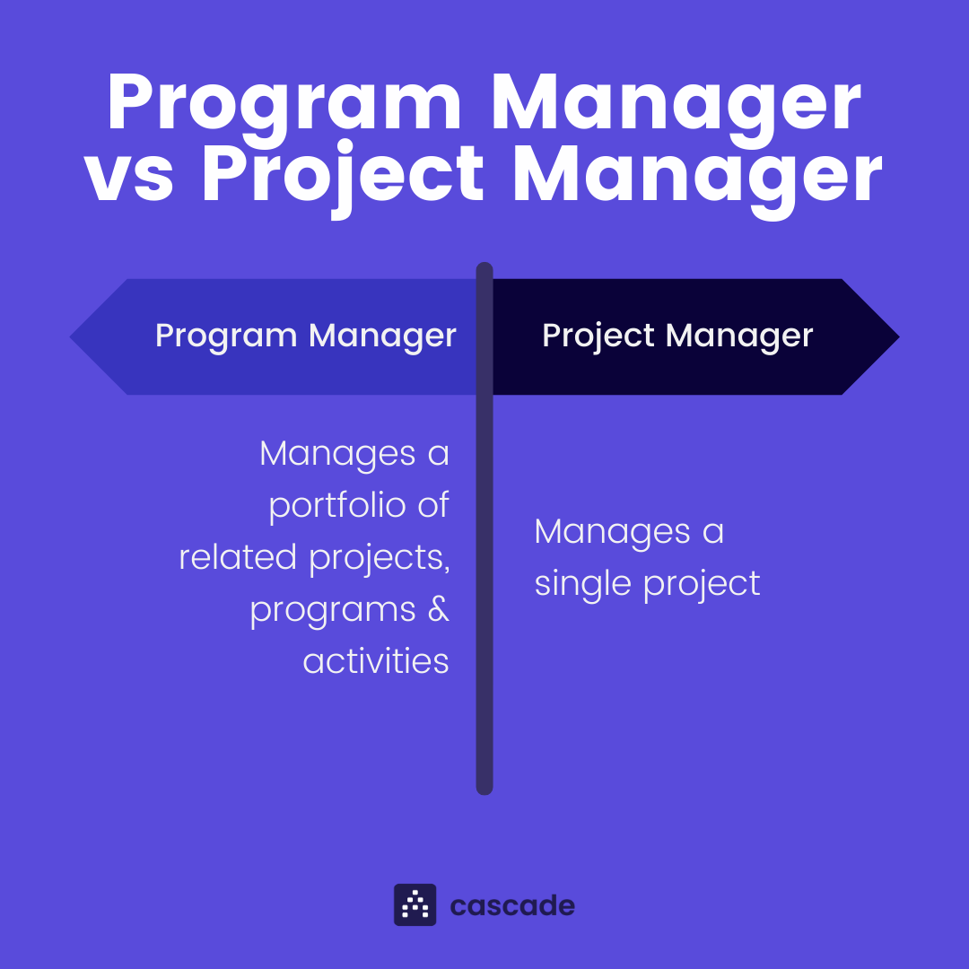 program manager vs project manager comparison graphic